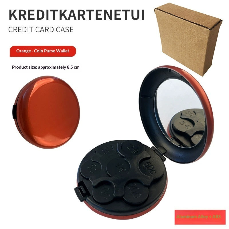 Portable Euro Coin Storage Box - Compact Money Organizer with Built-in Mirror for Travel and Home Use