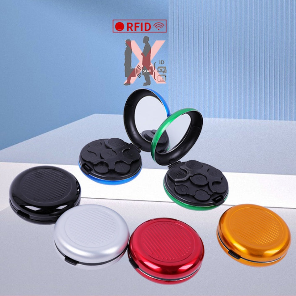 Portable Euro Coin Storage Box - Compact Money Organizer with Built-in Mirror for Travel and Home Use